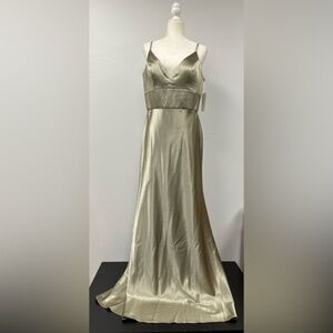 Jenny Yoo Brenna style Sage long cocktail gown/bridesmaid dress NWT sz 14